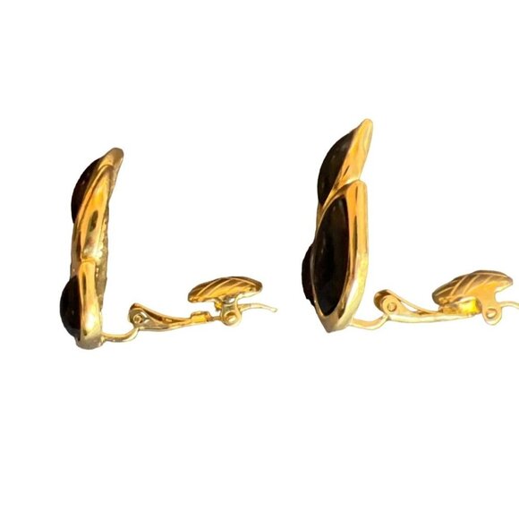 Trifari Set VTG 2 Necklaces PLUS Black Enamel Gold Clip Earrings Work Perfect - Picture 12 of 13